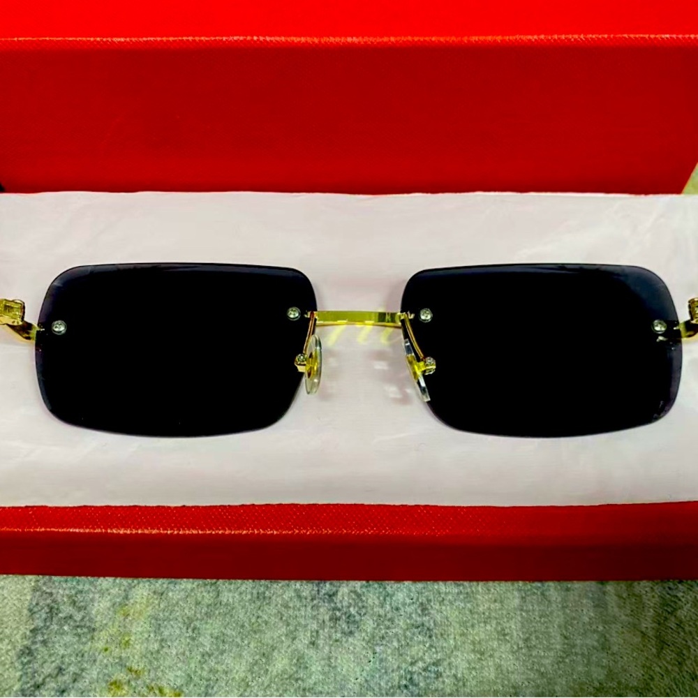 Cartier Gold Frame Sunglasses with Black Lenses